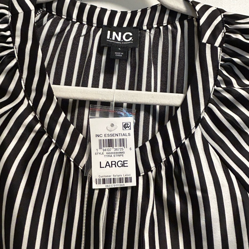 INC International Concepts Women's Geometric Striped Blouse